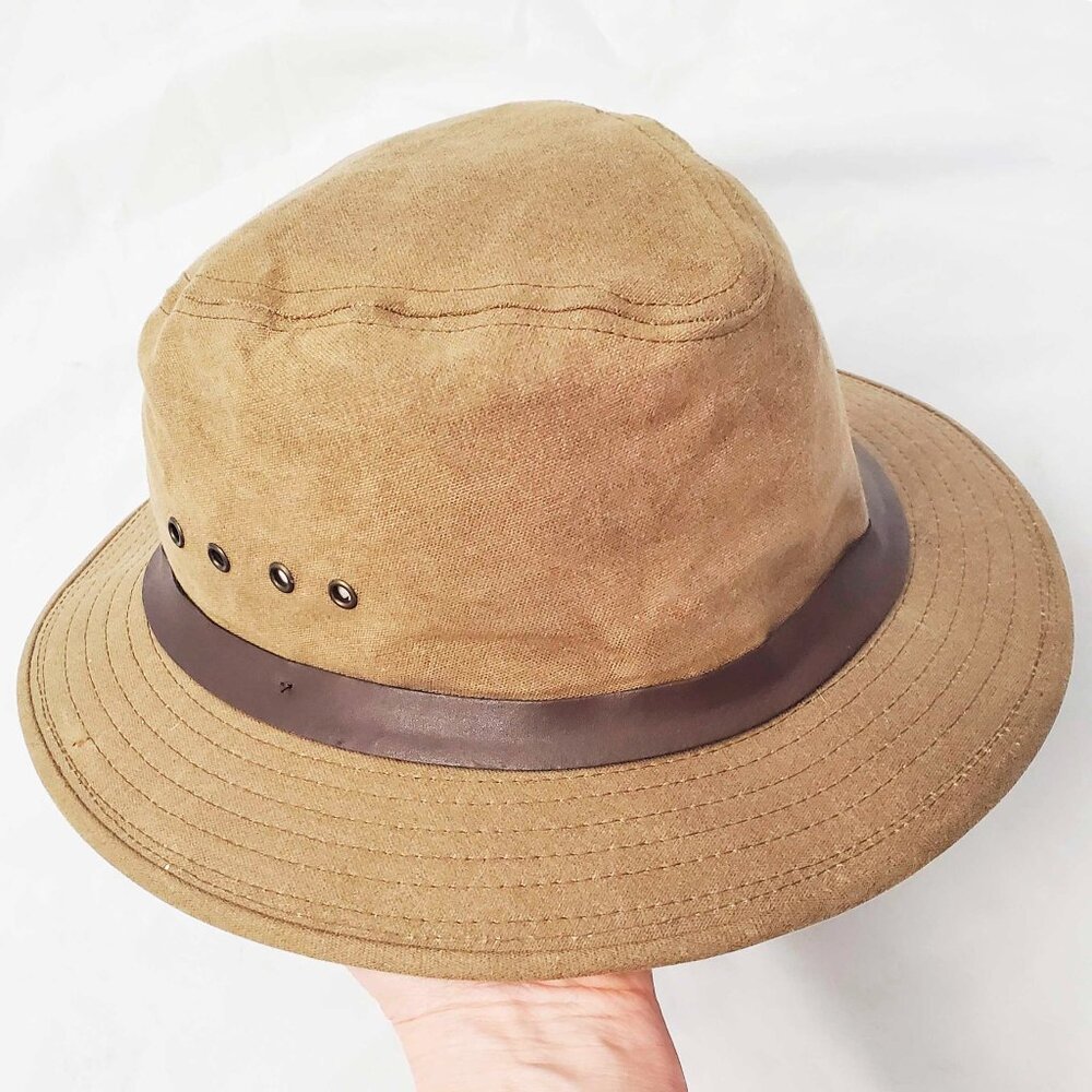 Filson Garment Co. Vintage Tan Waxed Canvas Tin Indiana Jones Style Hat S